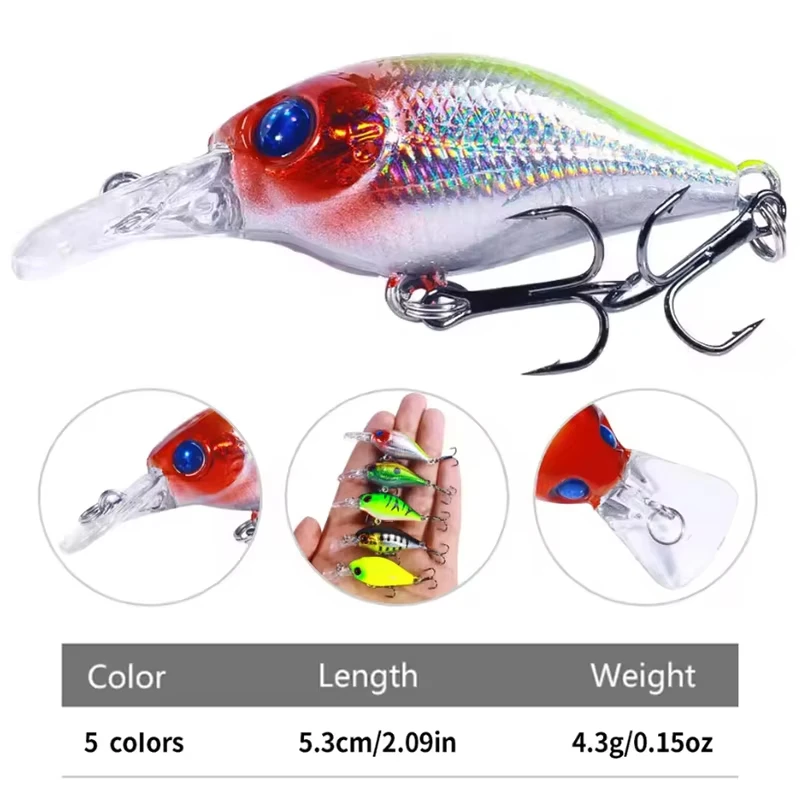 5 uds Crankbait Rock Fish Bass juego de señuelos de pesca 4,4g 5cm cebos artificiales Topwater manivela Wobblers para Lucio Crankbaits pesca - imagen 3