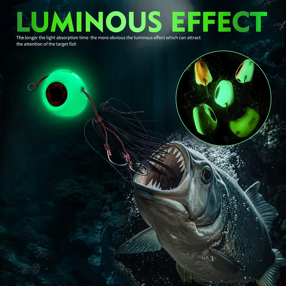 PROBEROS Plantillas de pesca en el mar, 40g-180g Señuelos de pesca con plantilla de metal luminosa que brillan en aguas profundas, aparejos de pesca con curricán en alta mar, señuelos de pesca con plantilla - imagen 5