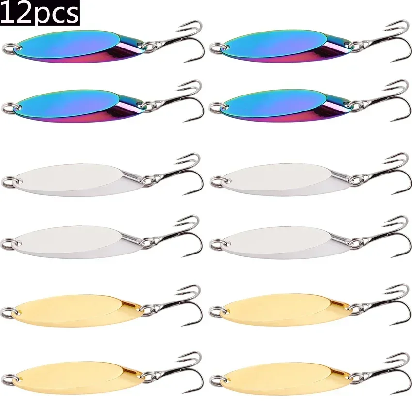 12 Uds 1,5g-56g cuchara giratoria de Metal señuelo de Pesca de trucha cebo duro Paillette cebo Artificial lentejuelas Spinner Swimbait Señuelos de Pesca - imagen 3