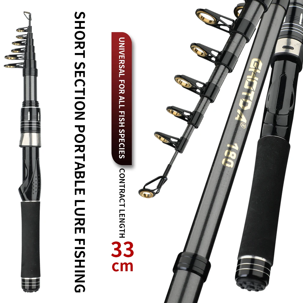 Mini caña de pescar telescópica de 1,5-2,4 m, caña de pescar de carbono súper dura para río y lago, caña de pescar portátil para mar, buenos accesorios