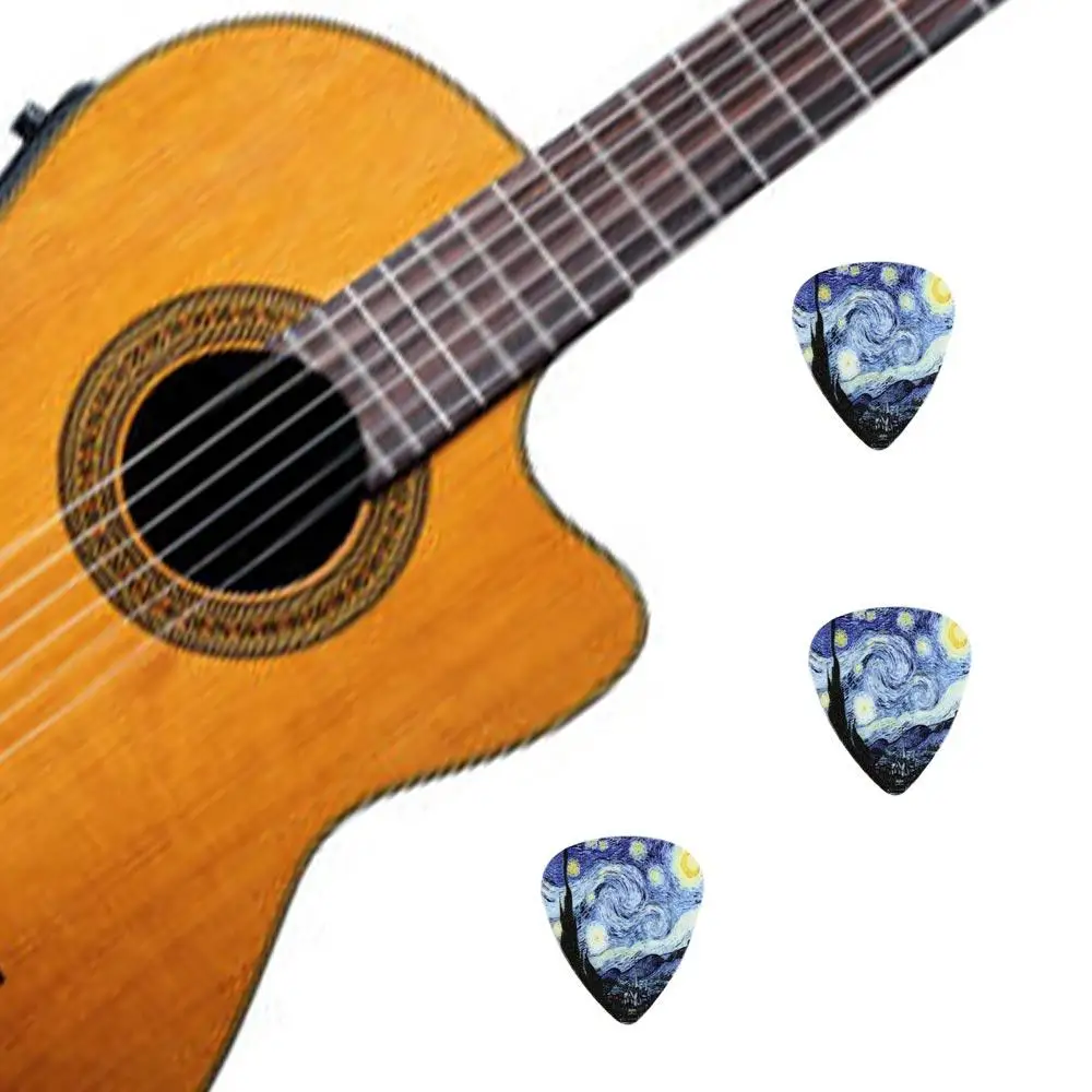 Para ukelele Premium sonido clásico bajo eléctrico dedo guitarra Púa Star Sky diseño púas de guitarra eléctrica púa de guitarra acústica - imagen 5
