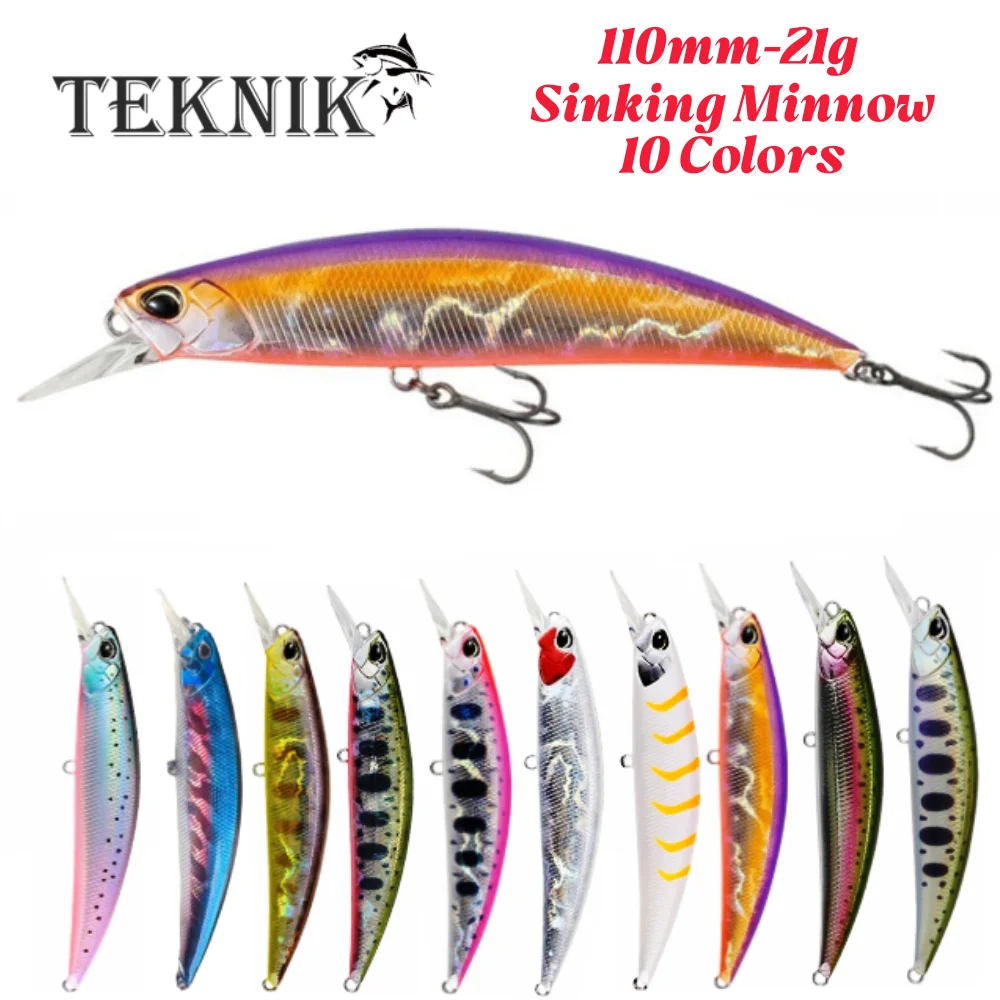Jerkbait Wobbler 110mm 21g hundimiento Minnow señuelo de Pesca cebo Artificial para Pesca perca salmón punta de lanza Ryuki 110 aparejos de Pesca