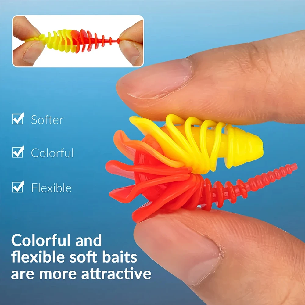 Señuelo de pesca de gusanos blandos, 5 uds., 50mm, señuelos blandos de silicona, Swimbaits, cebo Artificial de agua dulce para carpa, lubina, pesca de trucha - imagen 4