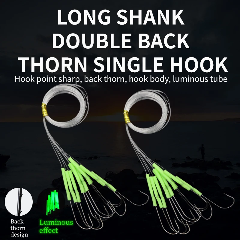 ZYZ anzuelos de pesca de caña larga, línea de carbono atada con tubo luminoso, doble Backstab, anzuelos de pesca Aberdeen, juego de aparejos de pesca en el mar - imagen 3