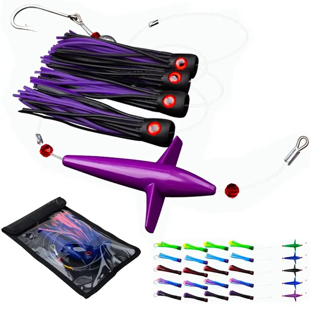 Aparejo de plumas, señuelos para curricán de pájaros, pesca, señuelo de curricán aparejado, calamar, atún, cadena de margaritas, curricán de agua salada, cebo Artificial para pesca - imagen 3