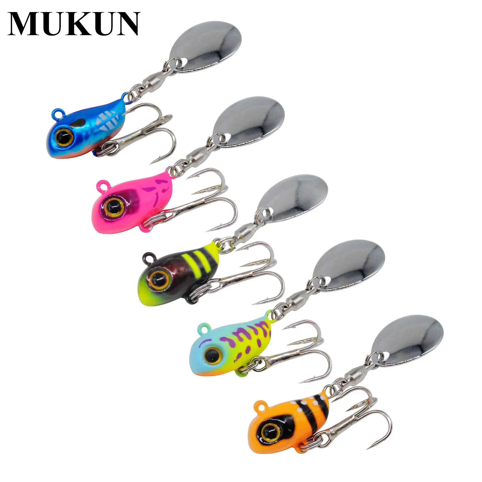 MUKUN nueva cola giratoria 10g equilibrio giratorio plantilla de Metal VIB cebo de vibración Spinner cuchara hundimiento señuelo aparejos de Pesca - imagen 2