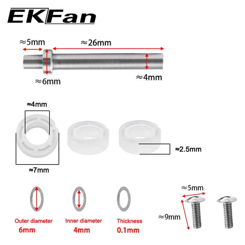 Rodamientos de plástico de eje de 4mm de acero inoxidable Ekfan 7x4x2,5 MM para accesorios de piezas de carrete de fundición giratoria - imagen 5