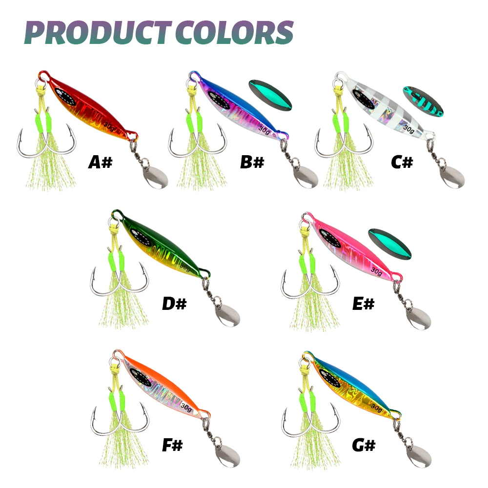 TOLU 2024 Spin Tail Metal Jig – Señuelo vibra 20-60g para lubina - imagen 5