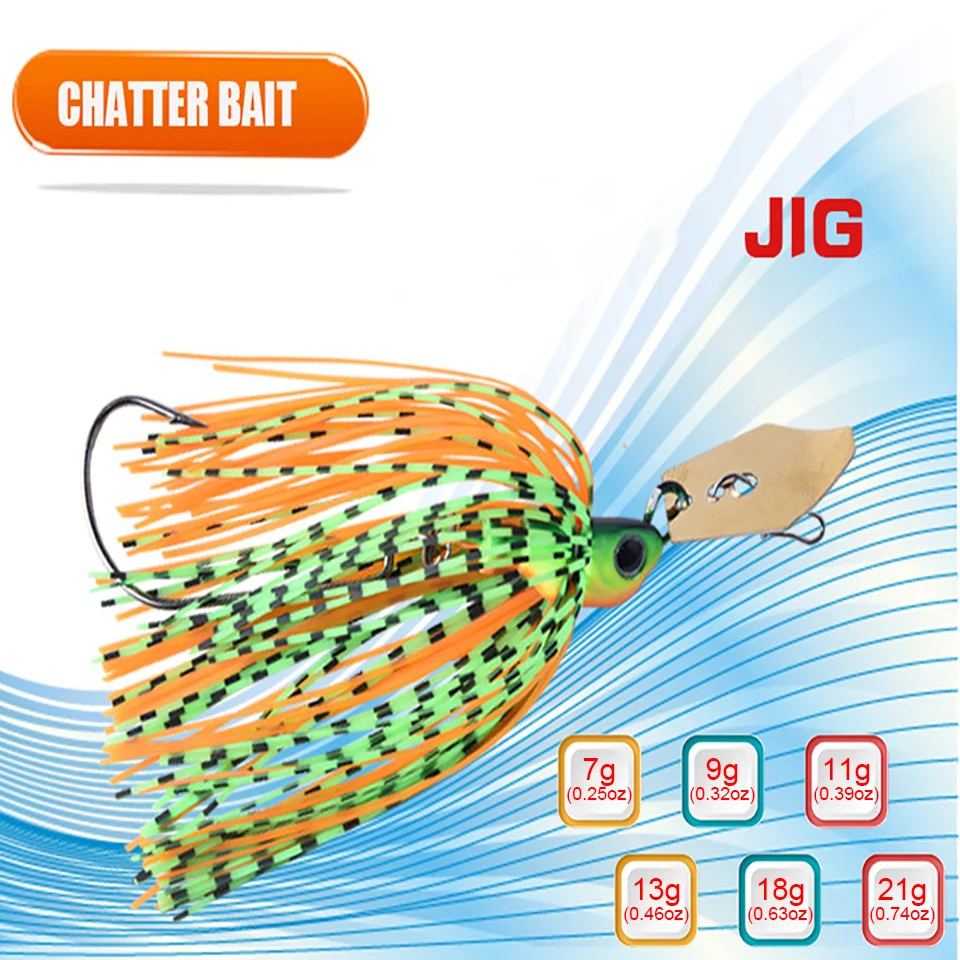 WALK FISH 1 Uds 7/9/11/13/18/21g cebo de Metal con hoja con falda de goma Buzzbait Jigging señuelo Artificial Wobbler Spinner cuchara Pike - imagen 2