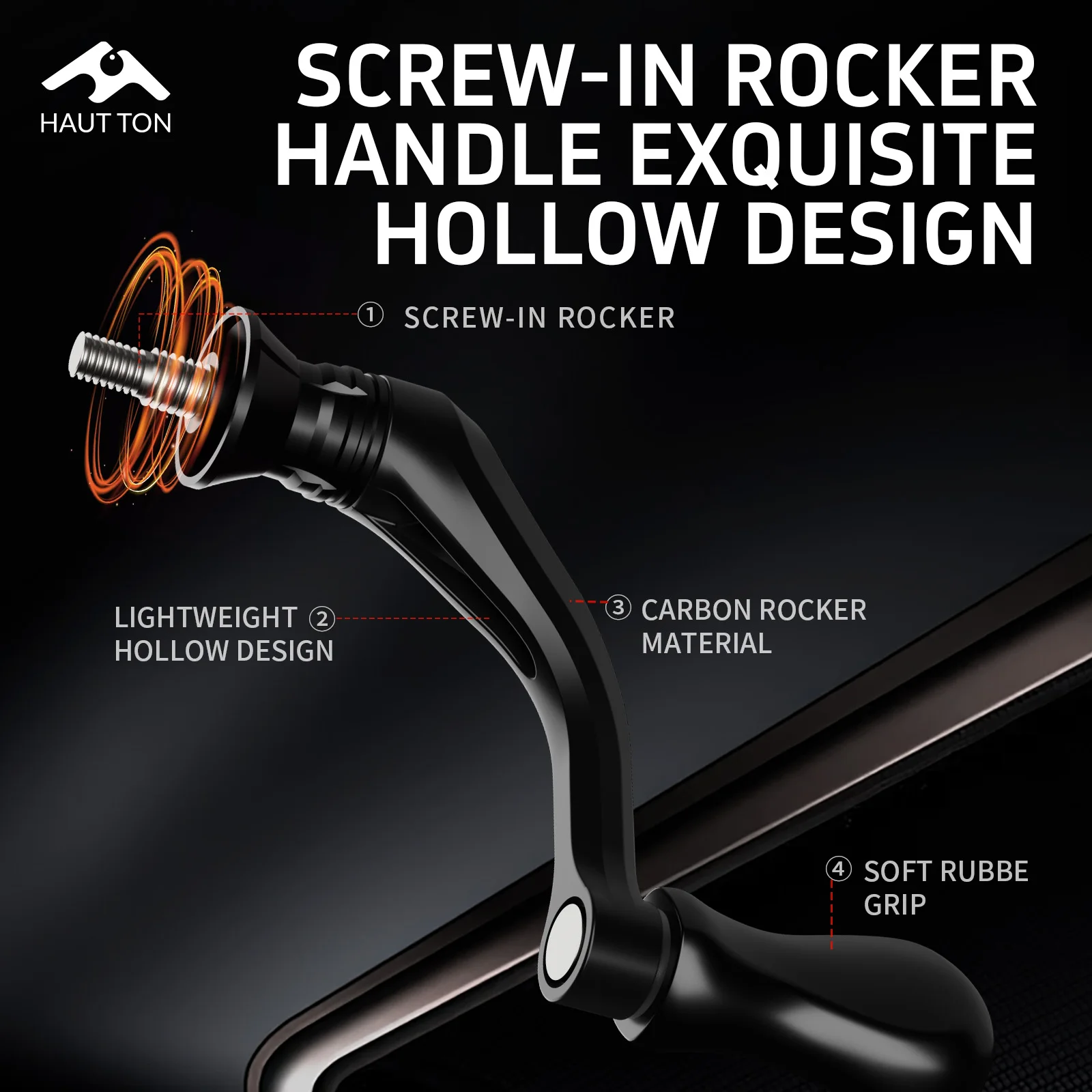 Carrete giratorio de pesca de fibra de carbono ultraligero negro, 5 + 1 rodamientos de bolas lisos, solo serie 1000 115 g, agitador atornillado - imagen 4