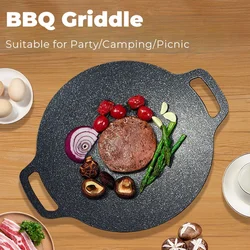 Plancha de hierro fundido para barbacoa exterior con guantes y clips
