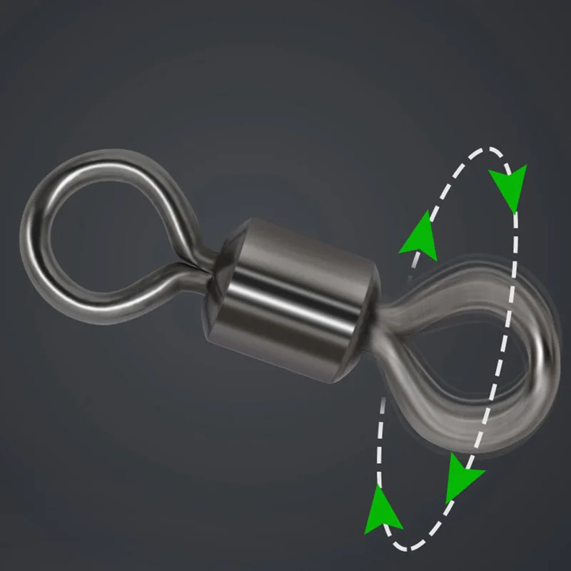 20 unids/lote de giratorios de pesca con rodamiento de bolas giratorio con broches de seguridad anillos sólidos giratorios para accesorios de pesca de carpa herramientas - imagen 3