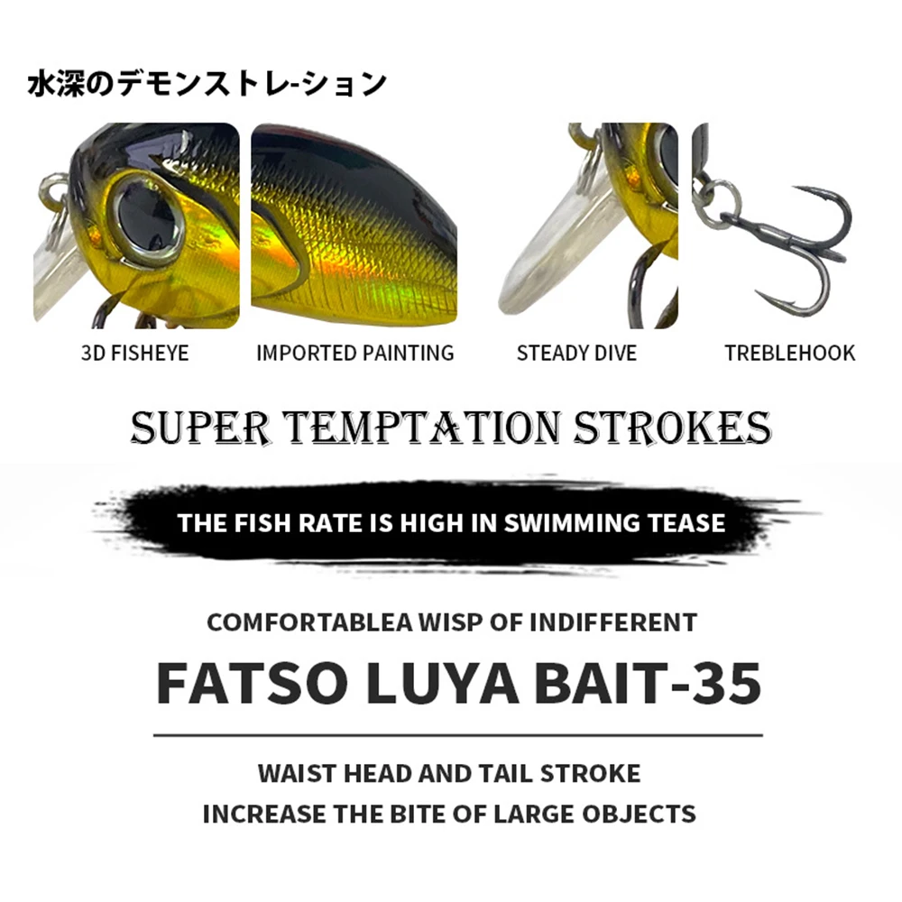 3,5 cm 3,7g Señuelos de Pesca flotante Micro Crankbait Wobbler cebo duro Artificial Jerkbait Mini accesorios de pesca de corriente YG143 - imagen 4