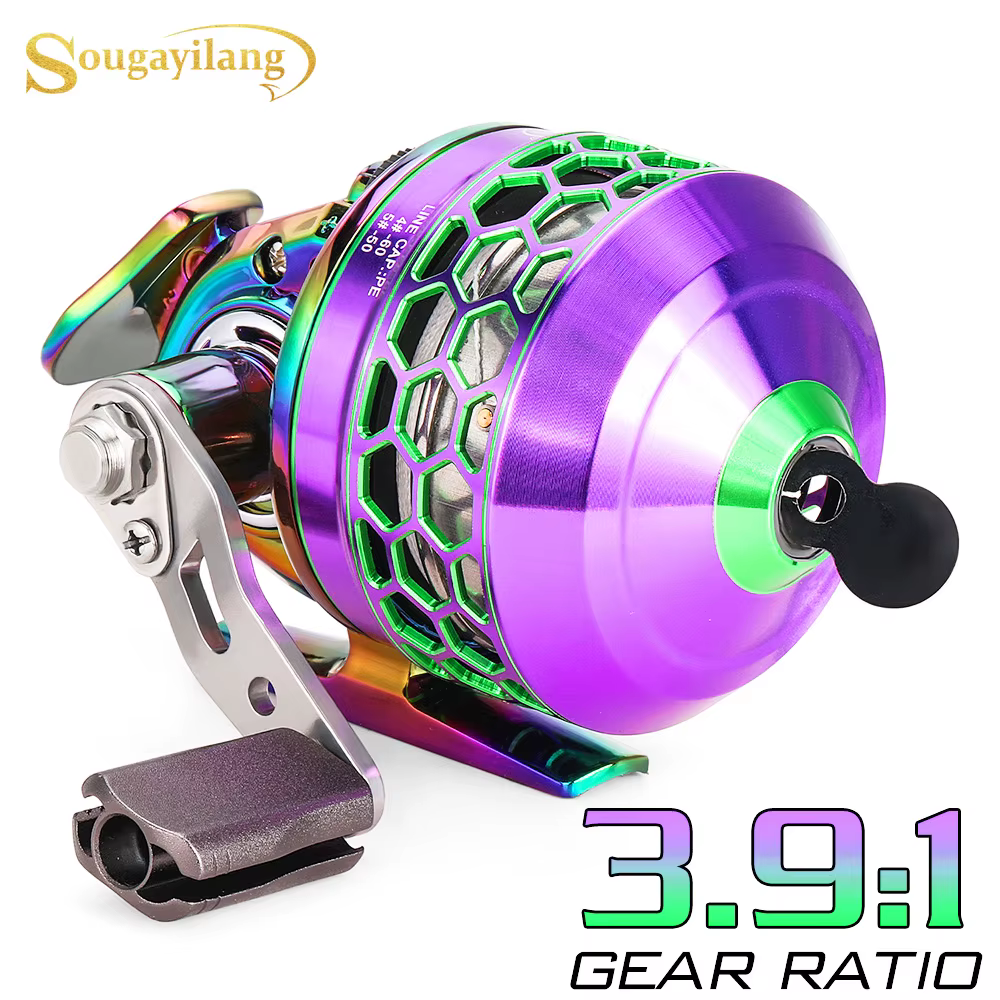 Rueda de freno Sougayilang carrete de Pesca Spincast 3,9: 1 carrete de señuelo de aleación de aluminio de alta velocidad con línea de Pesca trenzada de nailon - imagen 2