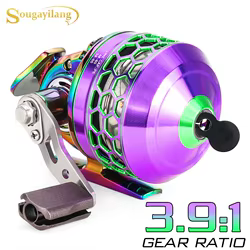 Rueda de freno Sougayilang carrete de Pesca Spincast 3,9: 1 carrete de señuelo de aleación de aluminio de alta velocidad con línea de Pesca trenzada de nailon