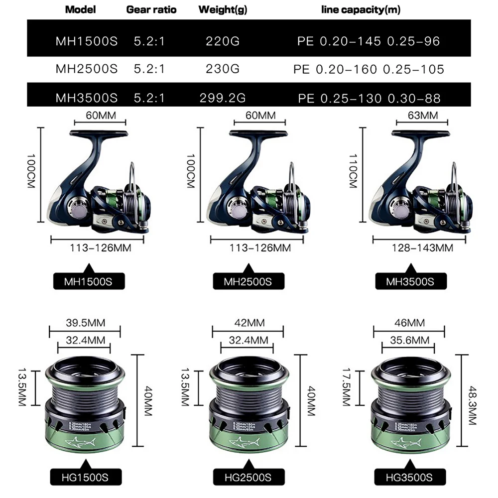 Carrete de pesca giratorio 1500, 250, 3500, ultraligero, arrastre máximo 8kg, 5,2: 1, Surfcasting, agua salada, Jigging - imagen 4