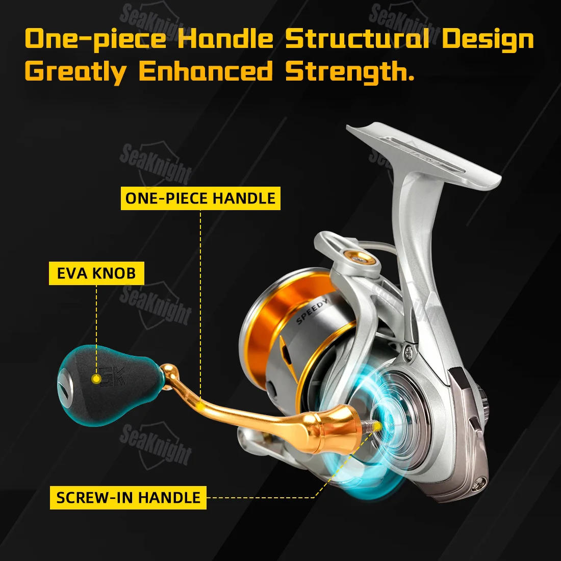 Carrete giratorio de pesca de agua salada con sierra rápida marca SeaKnight 10 + 1BB carretes de cuerpo completo a prueba de agua de mar arrastre de fibra de carbono hasta 11KG - imagen 4