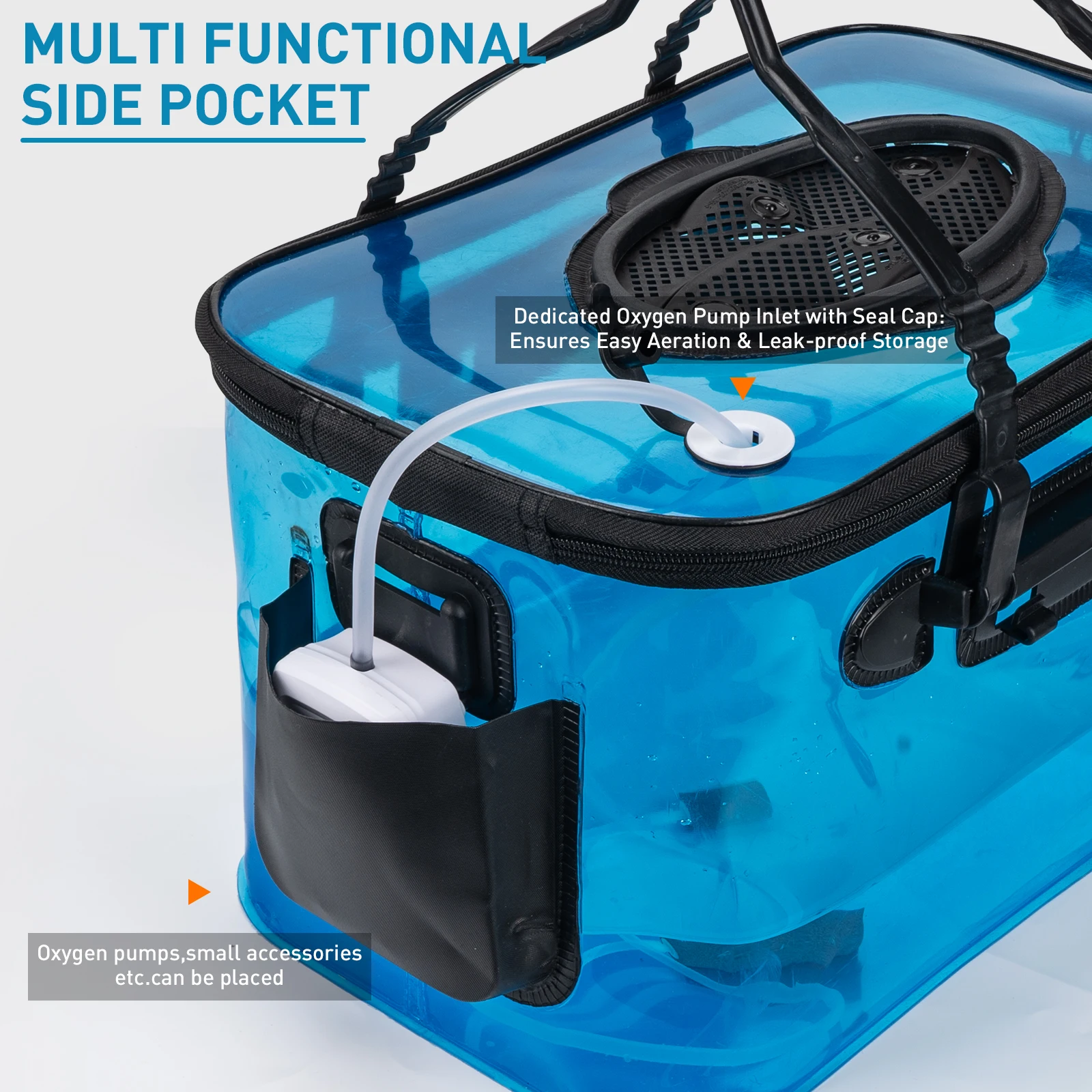 THKFISH Cubo de pesca plegable EVA transparente para peces vivos - imagen 5