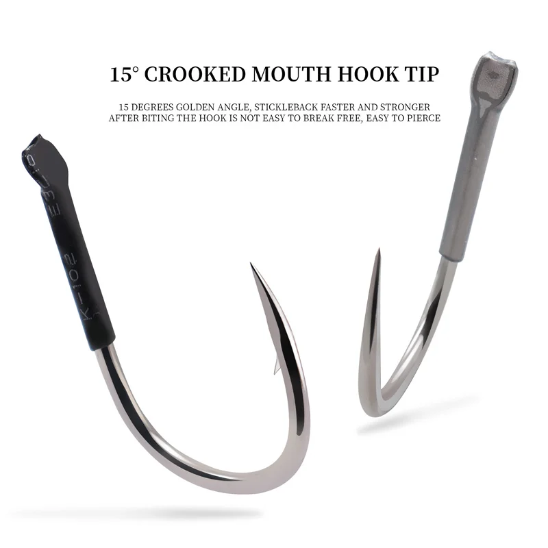 ZYZ 6 unids/caja anzuelos de pesca puntas de anzuelos compensadas afiladas acero rico en carbono/aleación de titanio anzuelos de pesca de agua dulce o salada - imagen 4