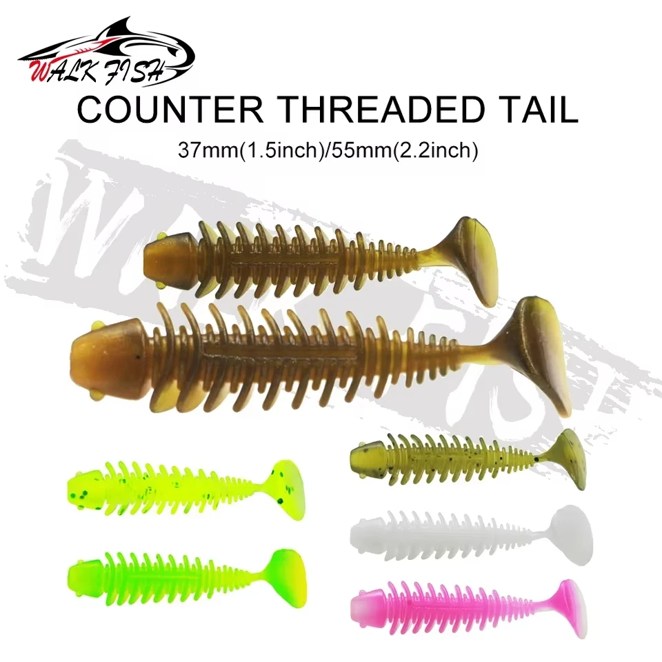 Walk Fish Señuelo de vinilo swimbait con cola en T para jig head - imagen 4