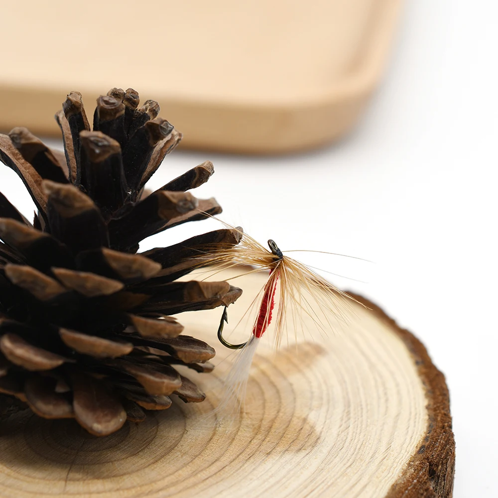 MNFT 10 piezas 10 #   Bionic Brown Hackle May Fly Red Body pesca trucha moscas secas insecto gancho cebo Artificial - imagen 5