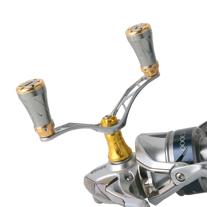 DEUKIO-mango de doble agarre de Metal ligero para carrete de pesca giratorio, perillas con rodamientos, asas dobles - imagen 5