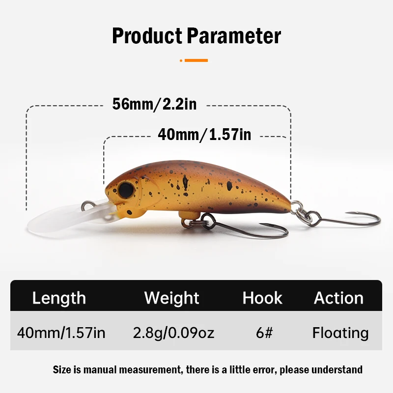 LEYDUN-Señuelos de pesca flotantes para pececillos, 40mm, 2,8g, Crankbait de buceo poco profundo, Swimbaits artificiales, aparejos de pesca - imagen 2