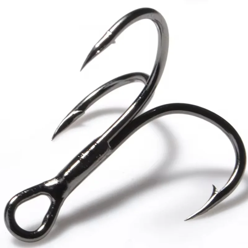 15-20 Uds anzuelo triple volteado anzuelo de pesca de acero rico en carbono 2/4/6/8/10 #   Para aparejos de pesca con triple anzuelo