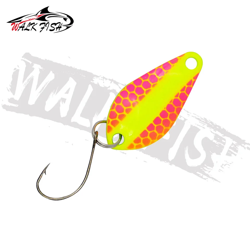 WALK FISH-señuelo de pesca de lentejuelas puras, 1 unidad, 2,5 CM, 2G, cebo duro giratorio pequeño con un solo gancho, plantilla, equipo de trucha - imagen 5