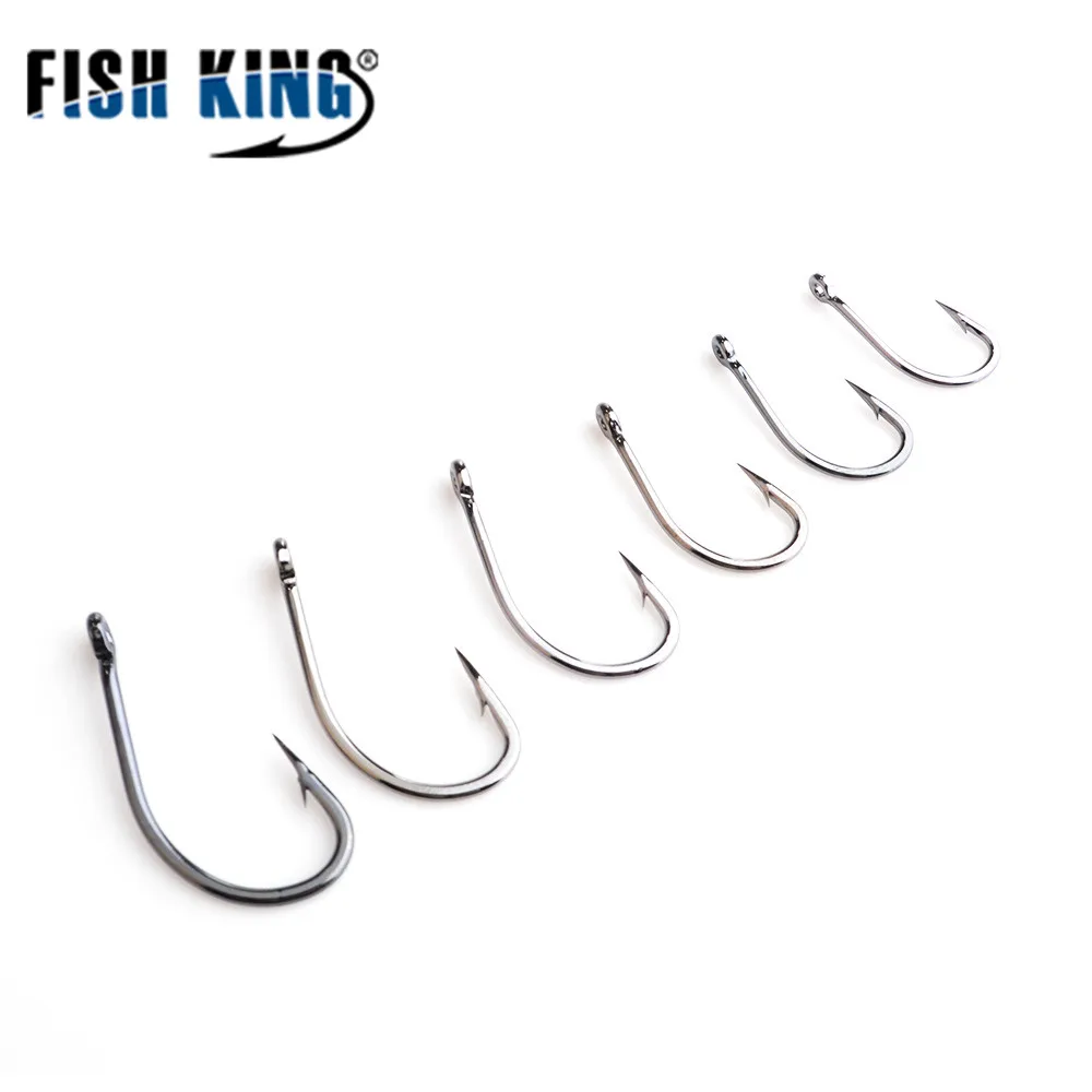 FISH KING-anzuelo de pesca de carpa, accesorio de pesca de acero de alto carbono, de níquel negro, anillado, 10-30 piezas - imagen 4