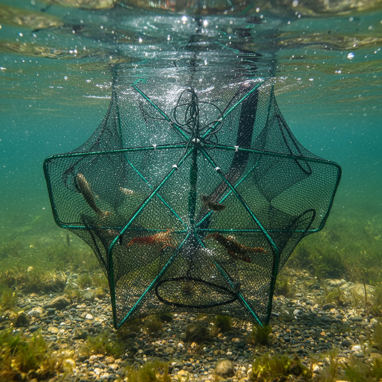Red de pesca automática portátil – Jaula para carpas y cangrejos - imagen 3