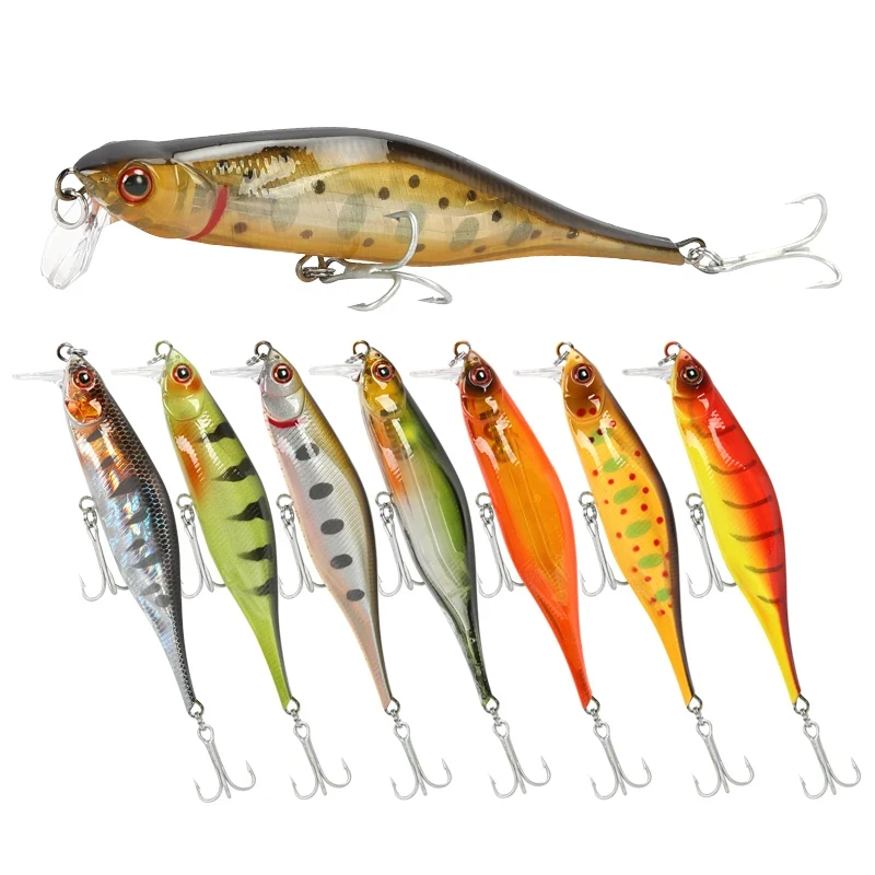 Señuelos de Pesca de pececillo suspendido, 100mm, 12g, Wobbler para lubina, trucha, agua salada, cebo duro Artificial de plástico, accesorios de Pesca - imagen 3