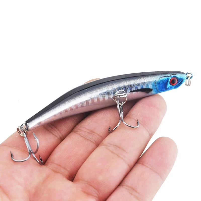 Señuelo de pesca con lápiz flotante, 9cm, 8g, Wobblers de agua superior, cebo Artificial con anzuelos triples para lubina y Lucio, 1 ud. - imagen 3