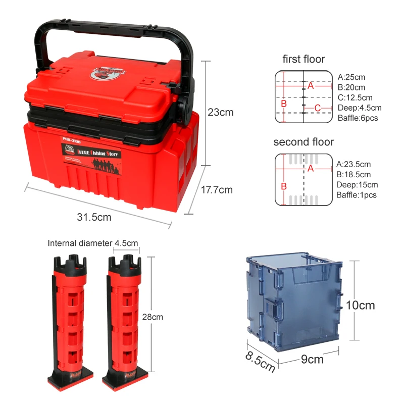Caja de herramientas de pesca, caja de cebo de plástico multifunción, contenedor de aparejos de pescador, organizador de almacenamiento de accesorios, artículos marinos para pesca - imagen 3