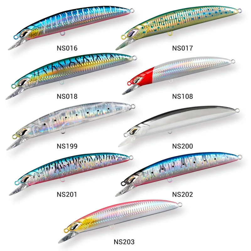 Señuelo de pesca Noeby Minnow, 170mm, 56g, 195mm, 84g, cebo para sacudidas, cebo duro Artificial de hundimiento lento para aparejos de pesca de atún y mar - imagen 3