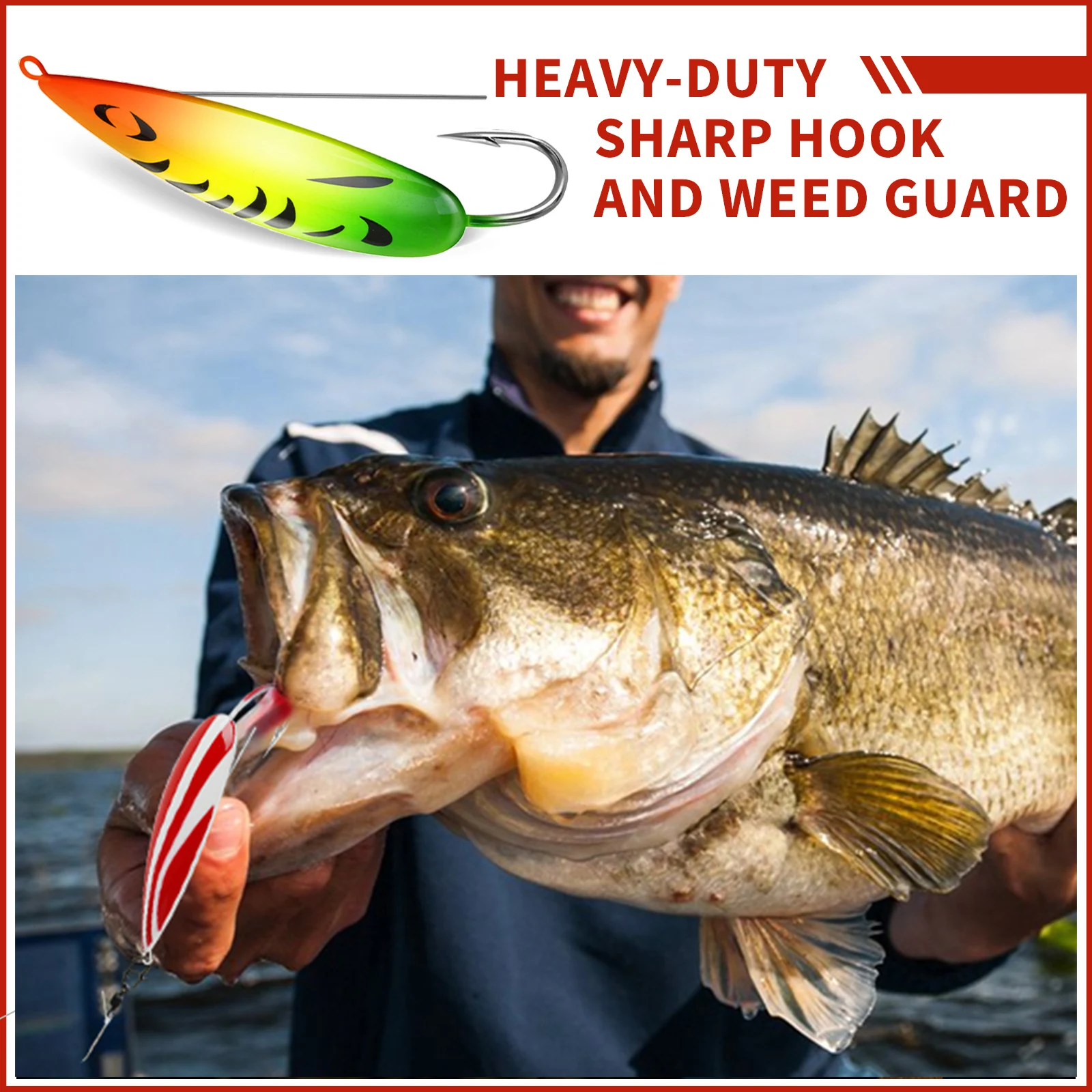 Kit de Señuelos de Pesca con cuchara sin malezas, 4 Uds., 8g, 16g, 19g, Spinner, lentejuelas, cucharas para trucha, señuelo Artificial, cebos duros de Metal para Lucio, Redfish - imagen 5