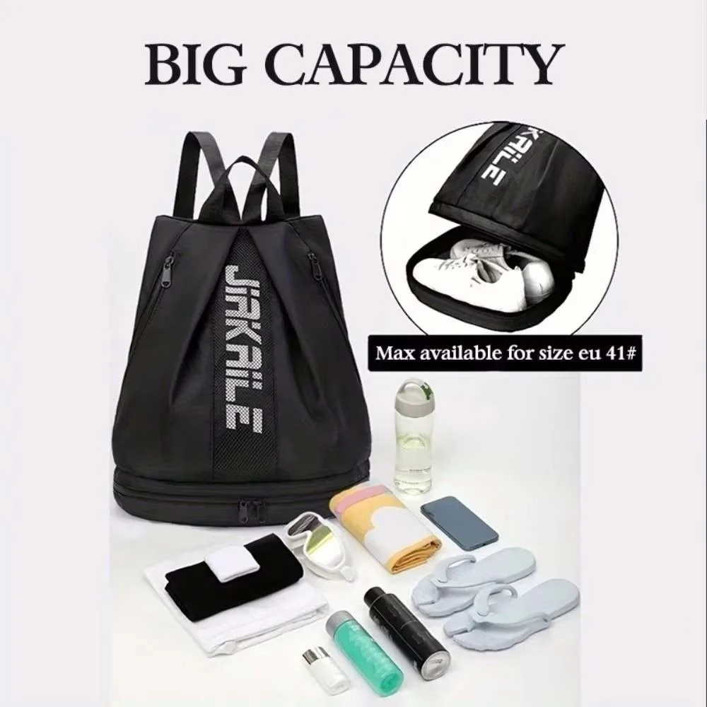 Mochila portátil para gimnasio con correas ajustables, bolsa de almacenamiento para Fitness de gran capacidad, mochila deportiva ligera de nailon de Color sólido para hombre - imagen 3