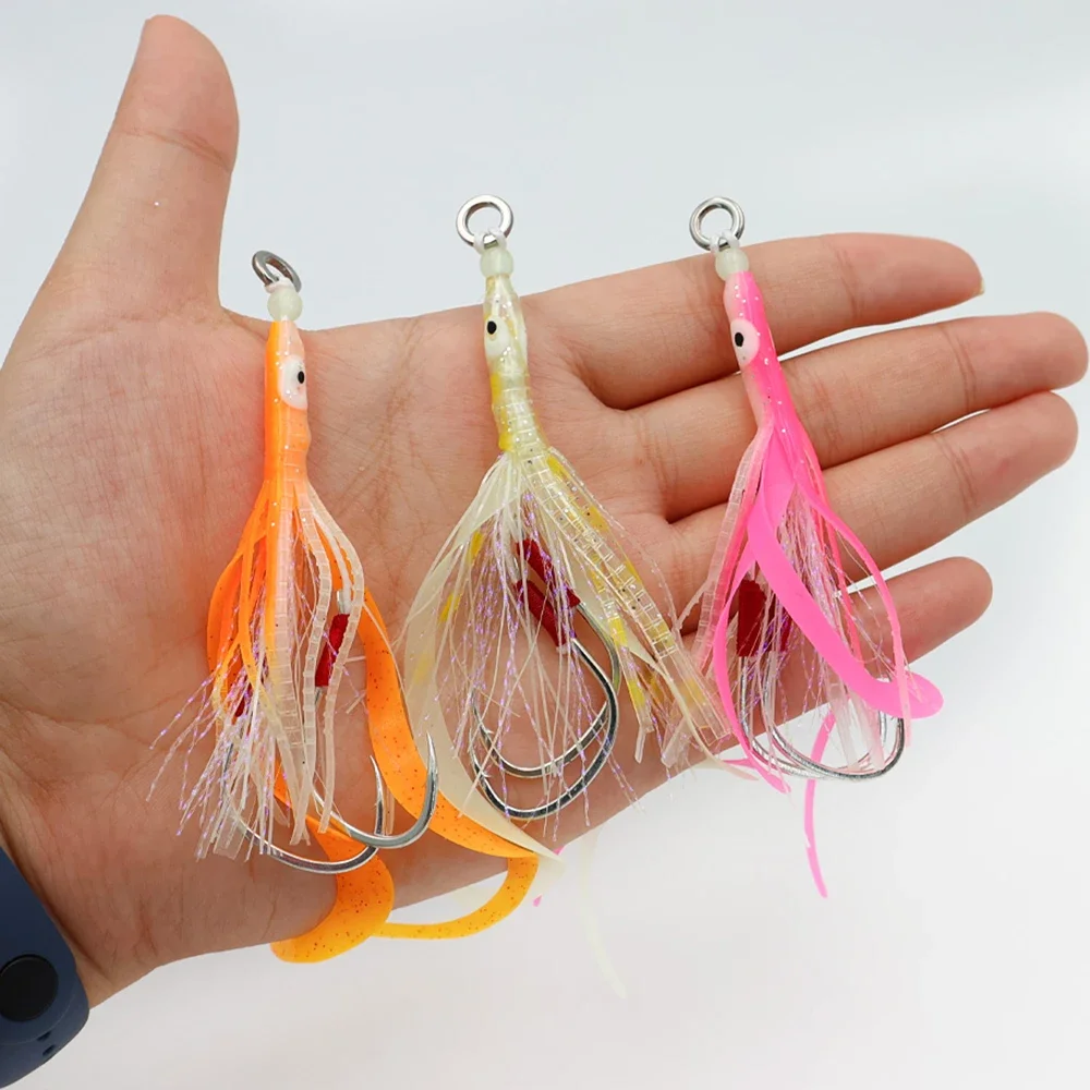 Falda calamar luminosa con anzuelos jigging lento para vinilo - imagen 3