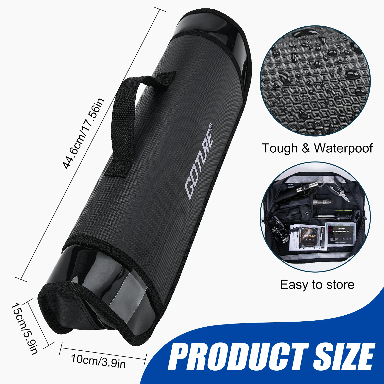 Goture-Juego de caña de pescar en hielo, ultraligero y resistente, carretes de pesca de Metal, cebos, anzuelos, juego de caña de viaje fácil de llevar para invierno - imagen 5