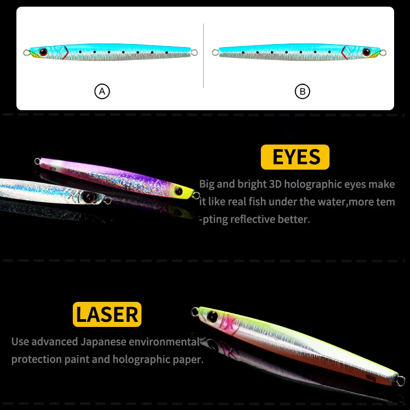 Plantilla de Metal de trabajo mágico, 40g, 60g, señuelos de Jigging de fundición a tierra, señuelo de pesca de lubina, cebo Artificial, aparejos de pesca de trucha, cebos de perca - imagen 4