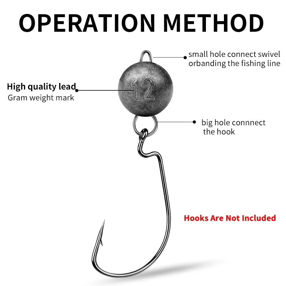 Accesorios de pesca con cabeza de anzuelo con plomo, 3g, 5g, 7g, 10g, 12g, 14g, 18g, 21g, colgante de plomo, colgante redondo, plomos de pesca para señuelo - imagen 4