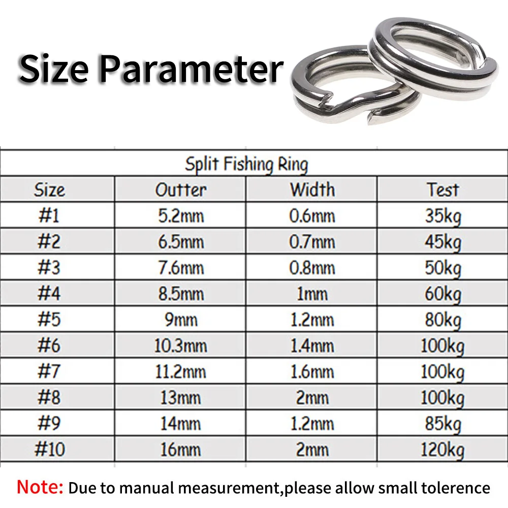Bimoo-Anillo de pesca dividido de 20 piezas, señuelo de acero inoxidable, accesorio de pesca No oxidado en agua salada - imagen 3