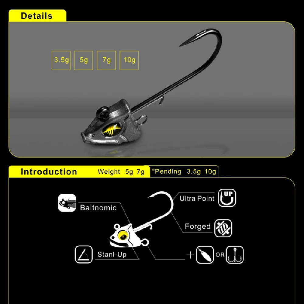 Señuelos de Pesca con cabeza de pececillo negro, señuelos de lubina suave, Wobbler de silicona, cola de paleta de sábalo, Swimbait para señuelo de Lucio, 7g, 10g - imagen 5