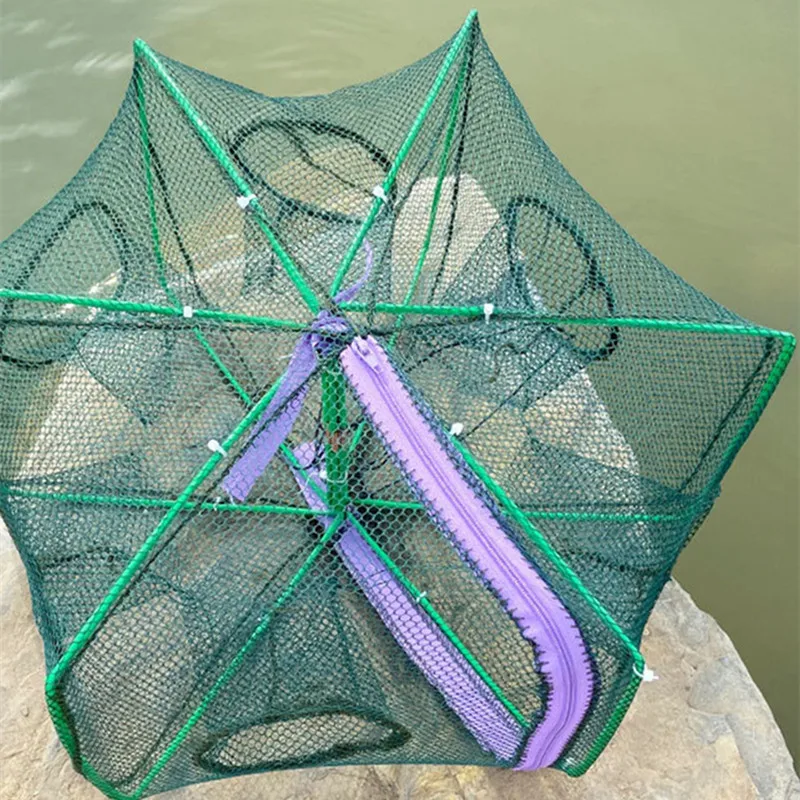Jaula de red de pesca portátil plegable con múltiples agujeros