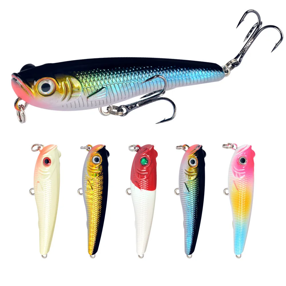 Señuelo de superficie flotante de 7cm/6,5g, anzuelo duro Wobblers Crankbait para trucha VMC, accesorios de Pesca - imagen 5