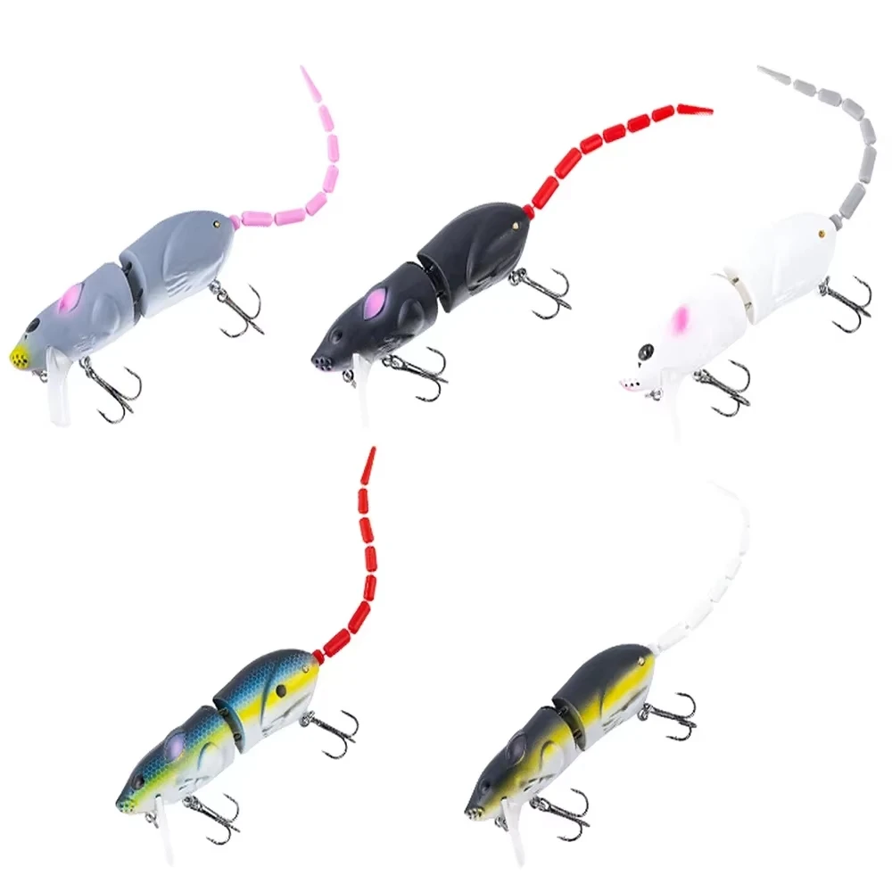 Goture-señuelo de ratón de 3,54 pulgadas/15,5g, anzuelos fuertes de diseño realista, cebo trasero de varias secciones, cebos flotantes, accesorios de aparejos de pesca - imagen 2