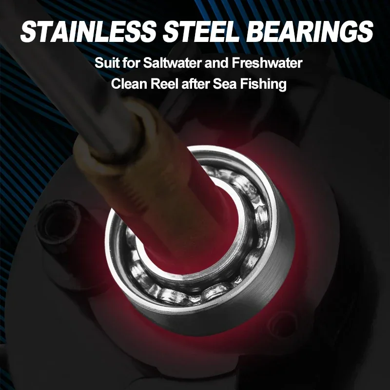 Carrete de pesca giratorio de trucha Mavllos TAKUMI, relación 5,2: 1, potencia de arrastre, 10KG, 6 rodamientos, carrete giratorio de lubina de agua salada para Lucio - imagen 5