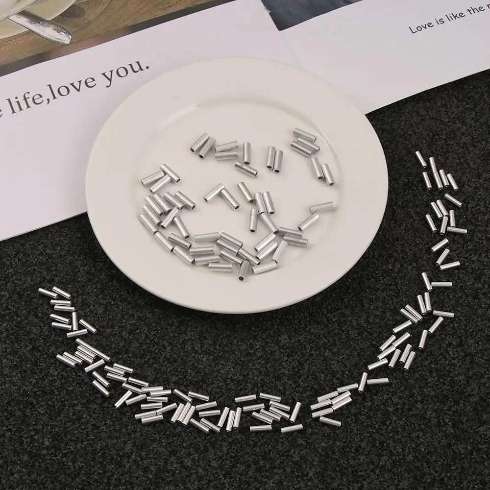 Tubos de alambre de aluminio Real, manguitos de engarce, accesorios para sedal de pesca en el mar, 100 unids/lote - imagen 3