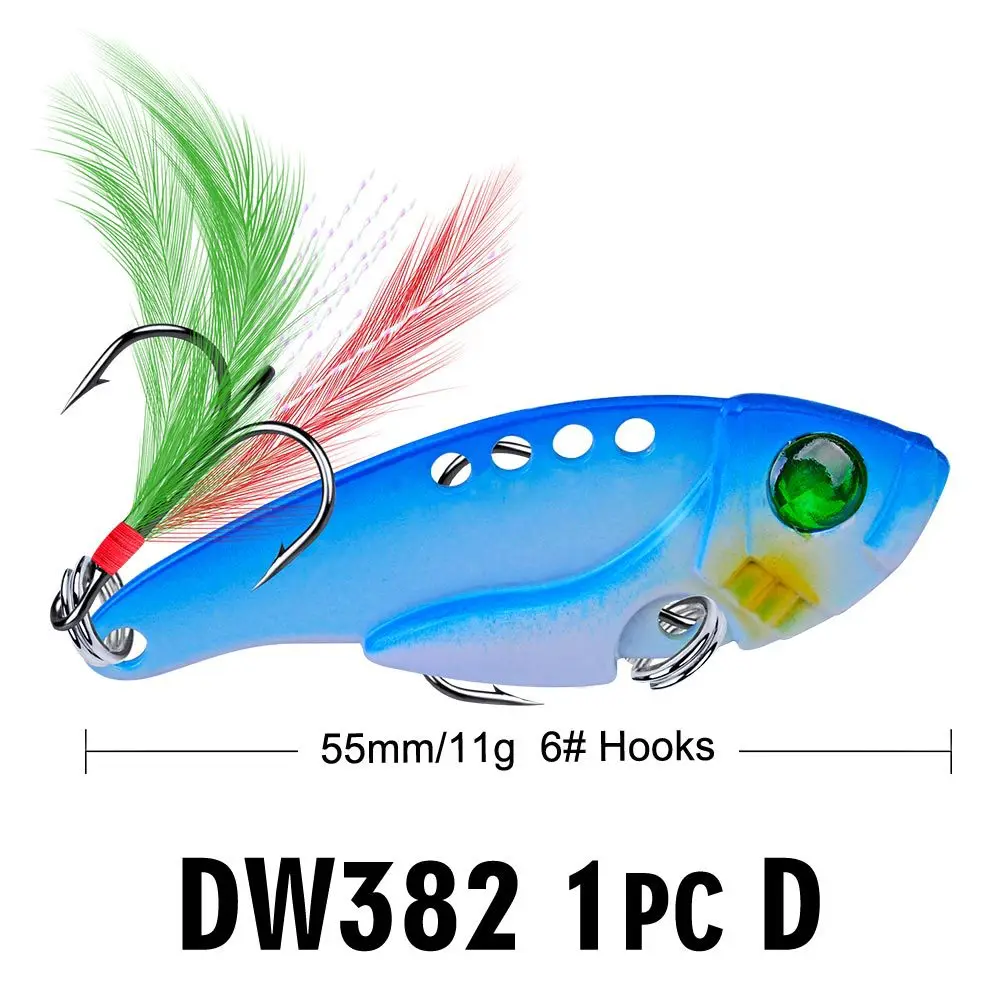 Señuelos de Pesca cuchara para Lucio 50mm 11g con gancho triple cuchara Wobble Metal duro cebo Artificial Vib Spoonbait señuelo de aparejos de pesca - imagen 4