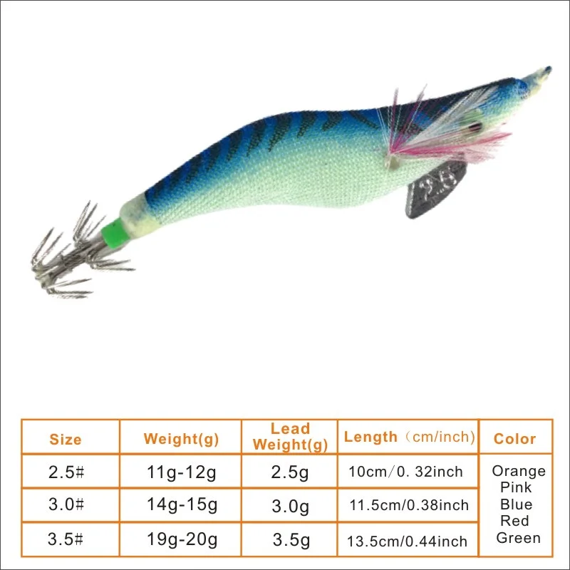 Plantilla de calamar luminosa, señuelos de Jigging lento, pesca de madera, camarones, sepia, plantillas de pesca de mar con 3,0 # 3.5 # Aparejos de pesca con anzuelo explosivo - imagen 5